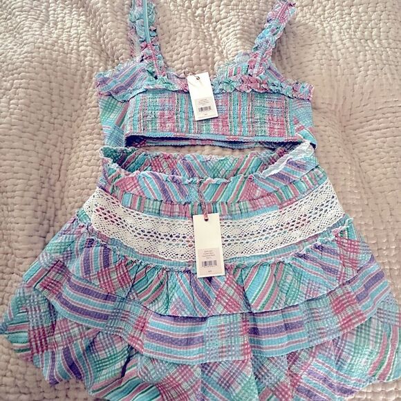 🍭LOVE SHACK FANCY🍭 - Matching crop top + high-rise layered skirt “SET”- XL - Picture 6 of 16